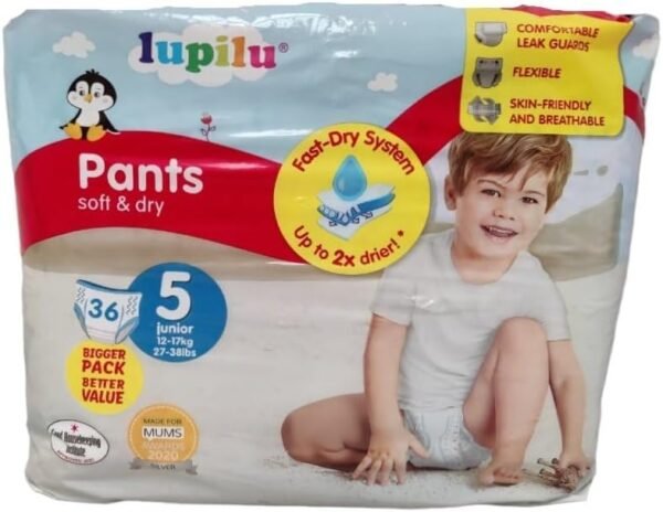 Lupilu Soft&Dry Pants | Dydis 5 (12-17kg) | 72 (2x36) vnt