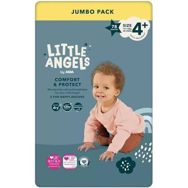 Asda Little Angels Comfort & Protect | Dydis 4+ (10-15 kg) | 78 vnt
