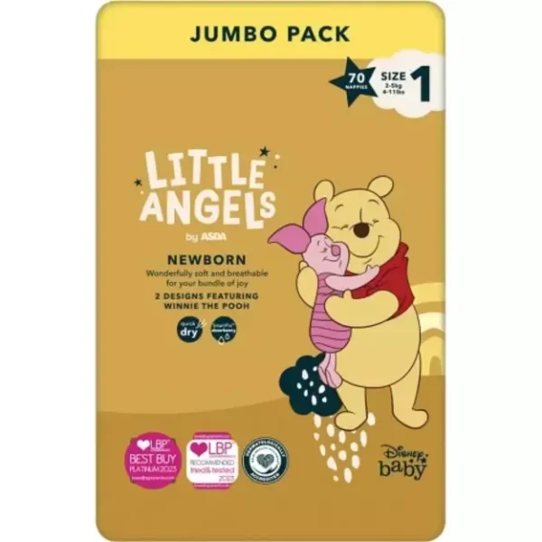 Asda Little Angels Newborn | Dydis 1 (2-5 kg) | 70 vnt