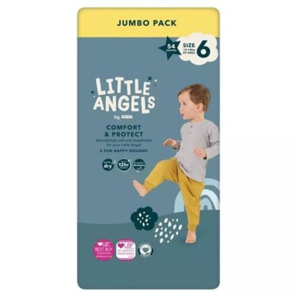 Asda Little Angels Comfort & Protect | Dydis 6 (13-18 kg) | 54 vnt