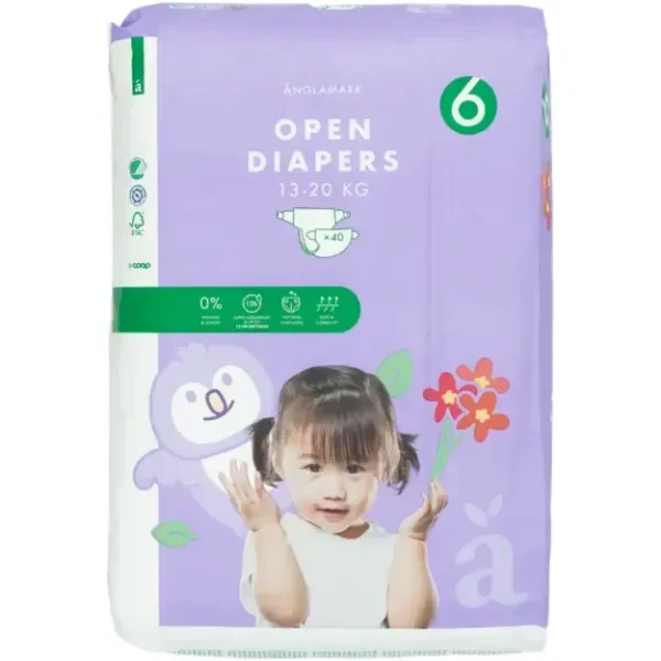 Coop Anglamark Open Diapers | Dydis 6 (13-20 kg) | 40 vnt.
