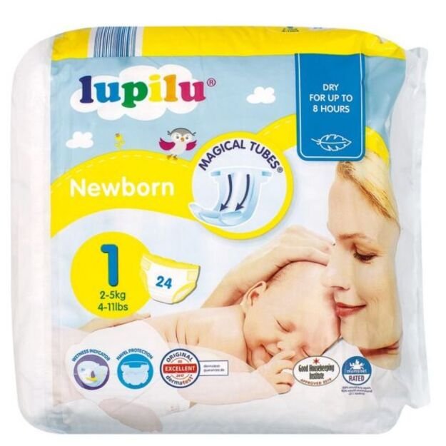 Lupilu Newborn | Dydis 1 (2-5kg) | 72 (3x24) vnt