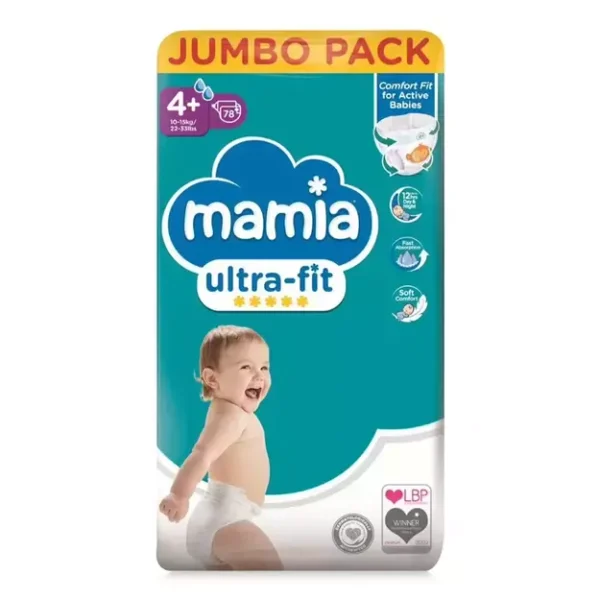 Mamia Ultra Fit | Dydis 4+ (10-15kg) | 78 vnt