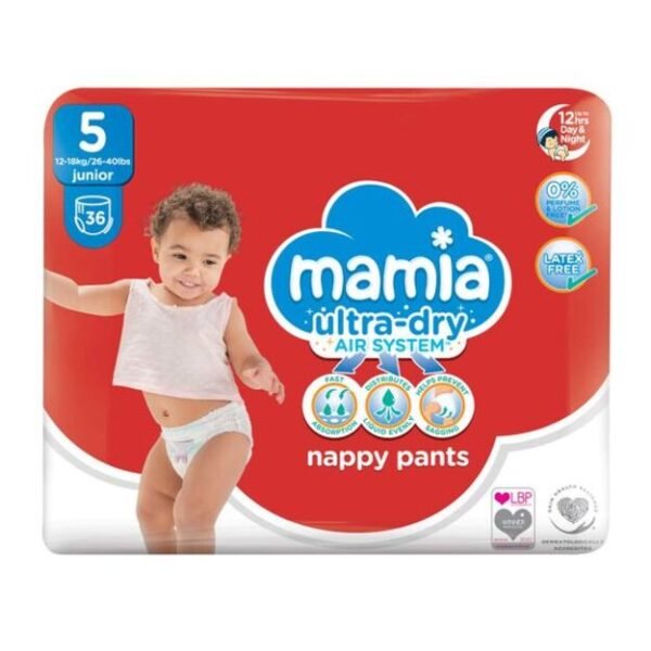 Mamia Nappy pants | Dydis 5 (12-18 kg) | (2x36vnt) 72vnt