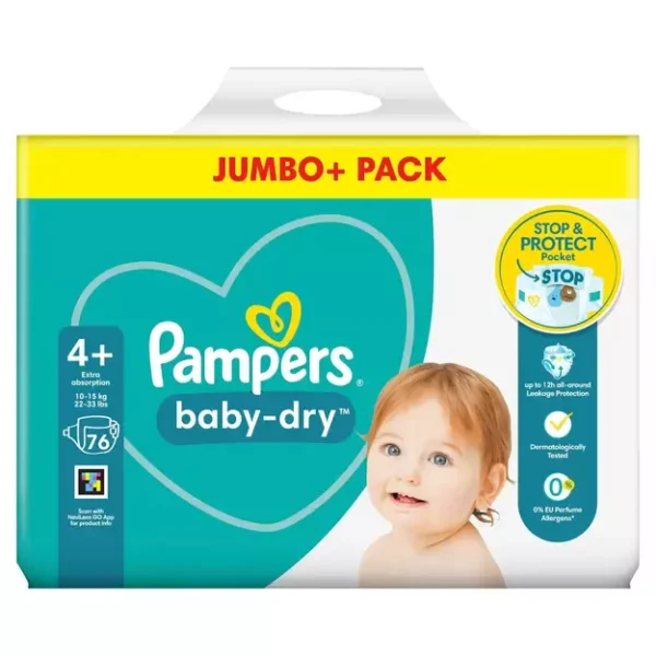 Pampers Baby Dry | Dydis 4+ (10-15 kg) | 76vnt