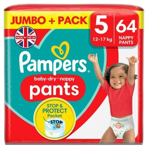 Pampers Baby Dry Nappy Pants | Dydis 5 (12-17 kg) | 64 vnt