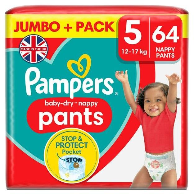 Pampers Baby Dry Nappy Pants | Dydis 5 (12-18 kg) | 64 vnt