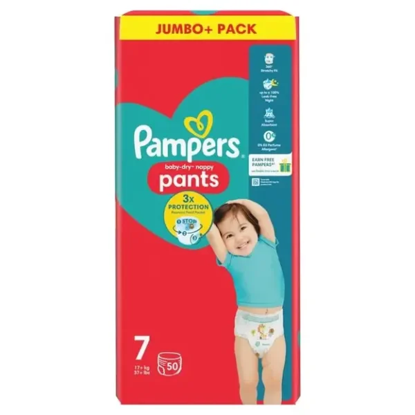 Pampers Baby Dry Nappy Pants | Dydis 7 (17+ kg) | 50vnt