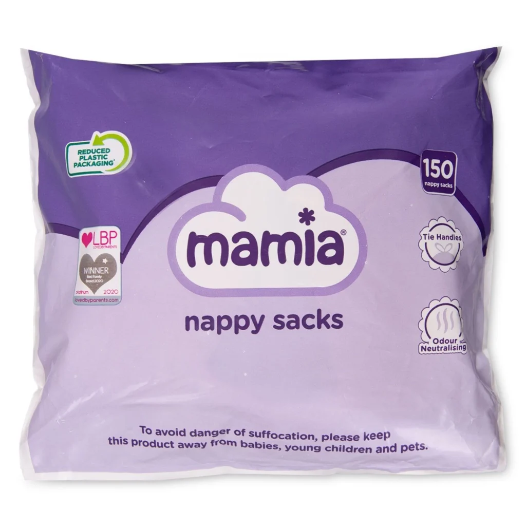 Kvepiantis maišeliai panaudotoms sauskelnėms Mamia nappy sacks (150 vnt)