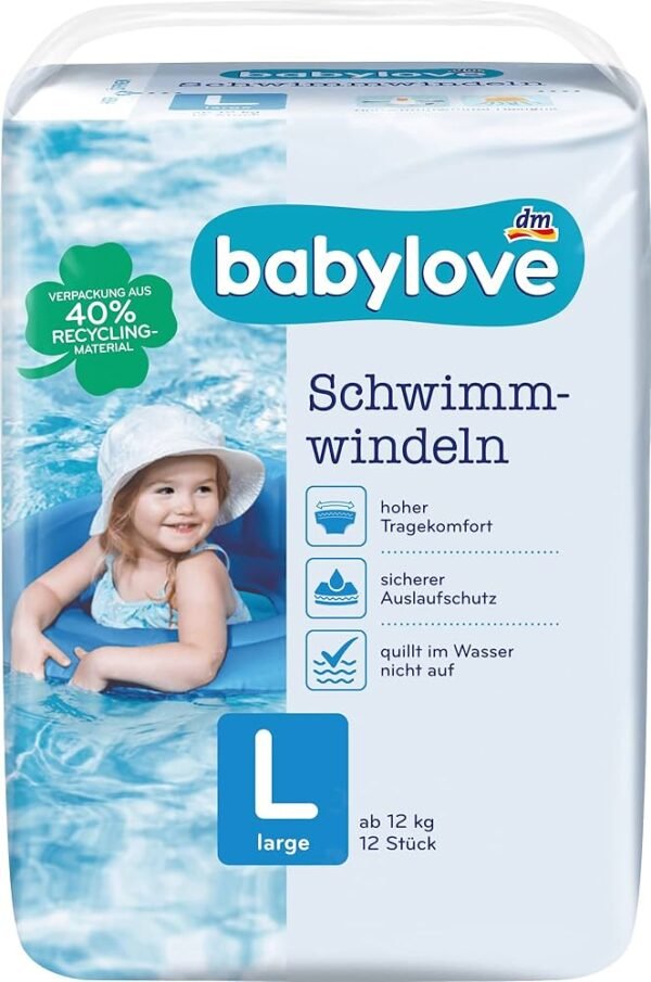 Babylove maudymosi sauskelnės L ( 10–14kg), 12 vnt.
