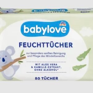 Drėgnos servetėlės Babylove mit Aloe vera & Kamille extrakt 80vnt